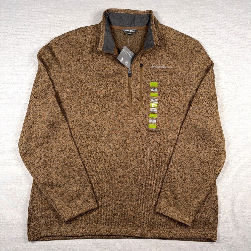 Eddie Bauer Radiator 1/4 Zip Fleece Pullover Mens Size XL Saddle Polyester NEW
